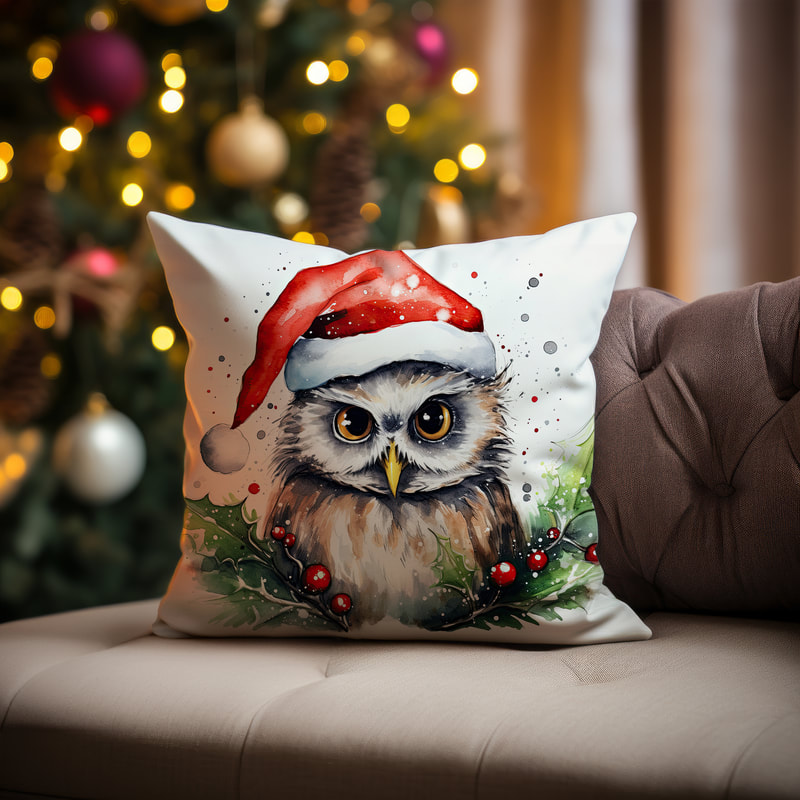 Christmas Owl Throw Pillows